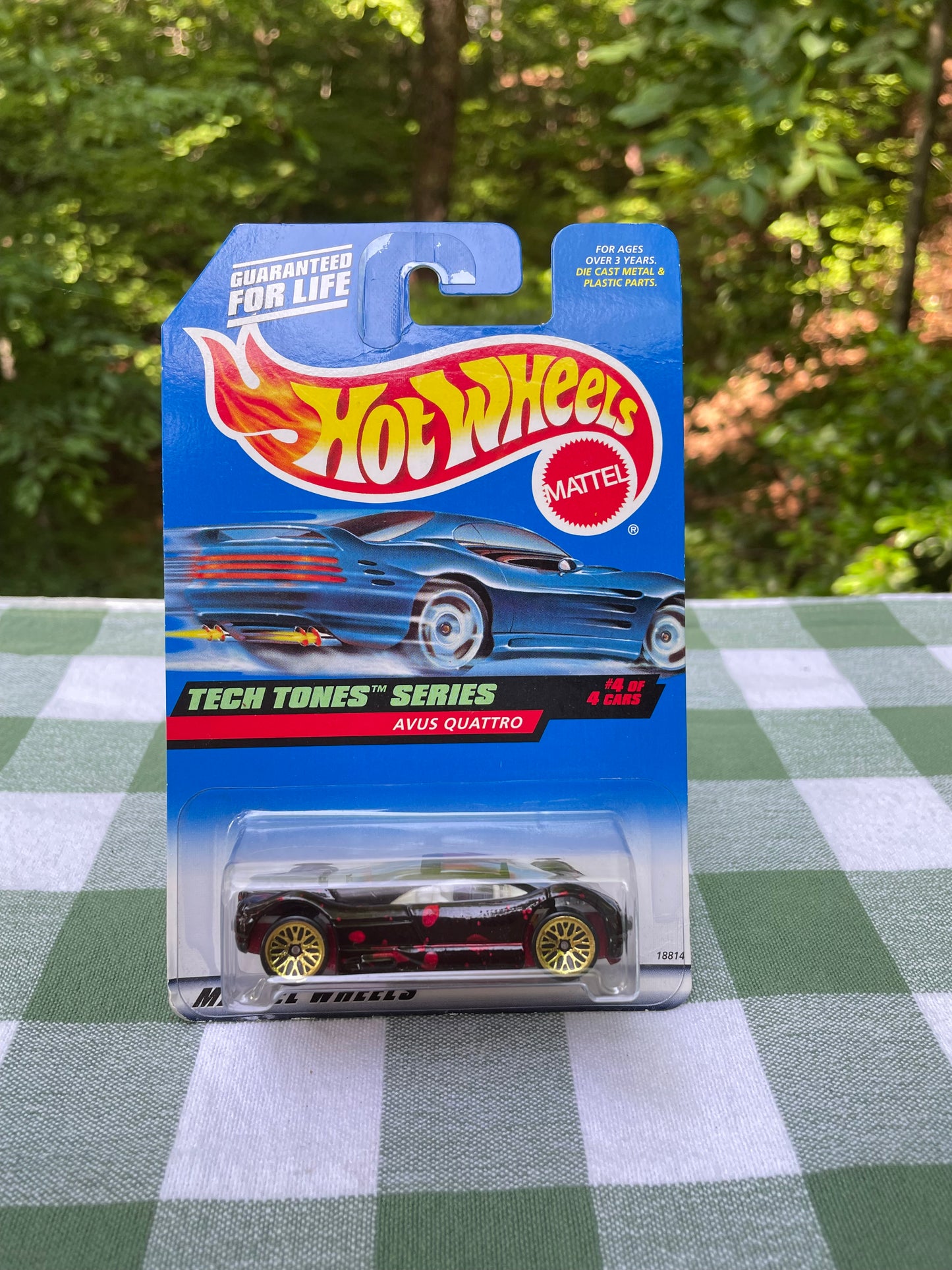 1998 vintage hot wheels avus quattro 18814 collector number 748 spectraflame paint job black red spots special edition 25th anniversary number 4 sports car vintage toys vintage hot wheels collectible toys gift birthday free shipping thebrokenbirdcompany