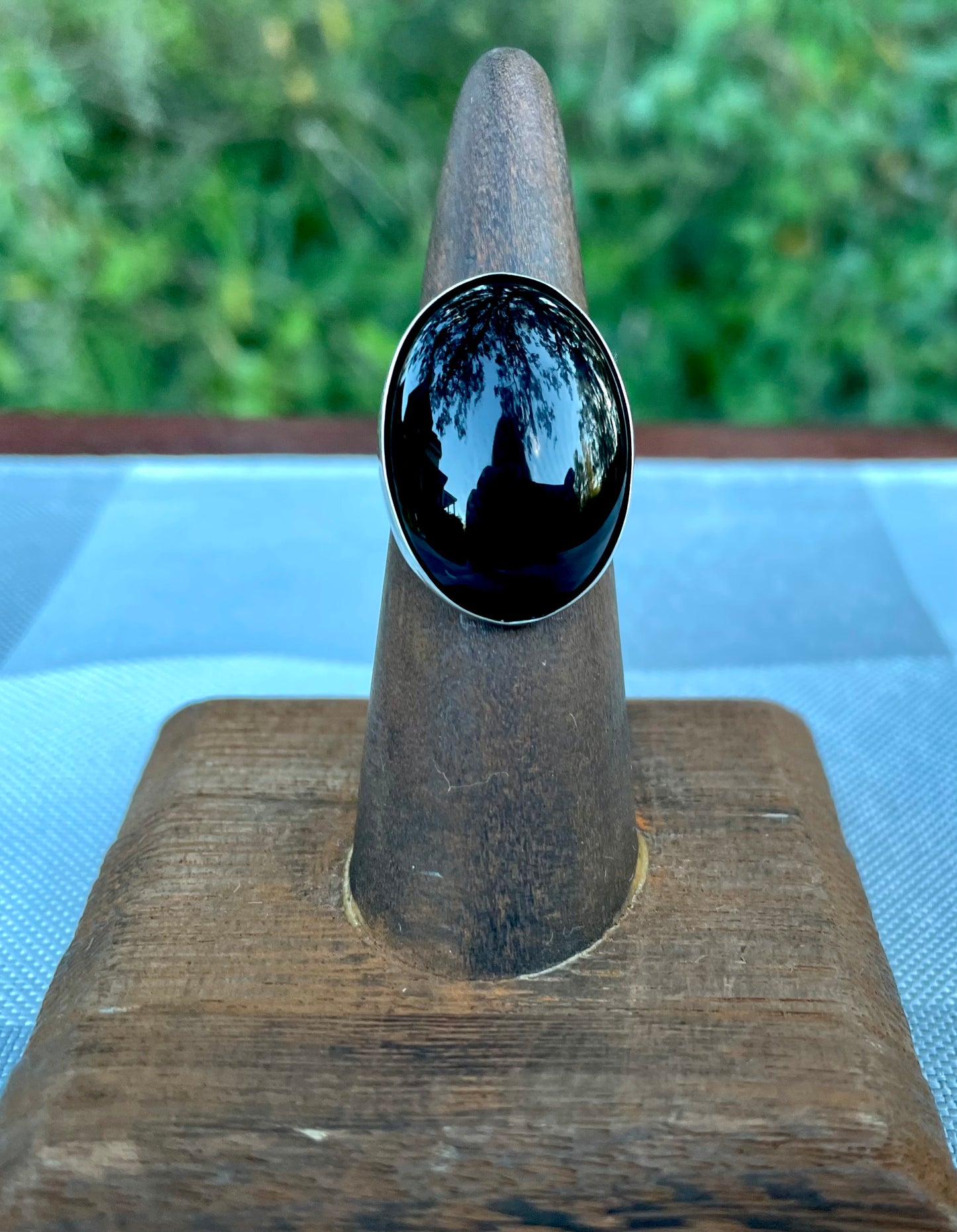 Vintage Black Stone and Silver Ring