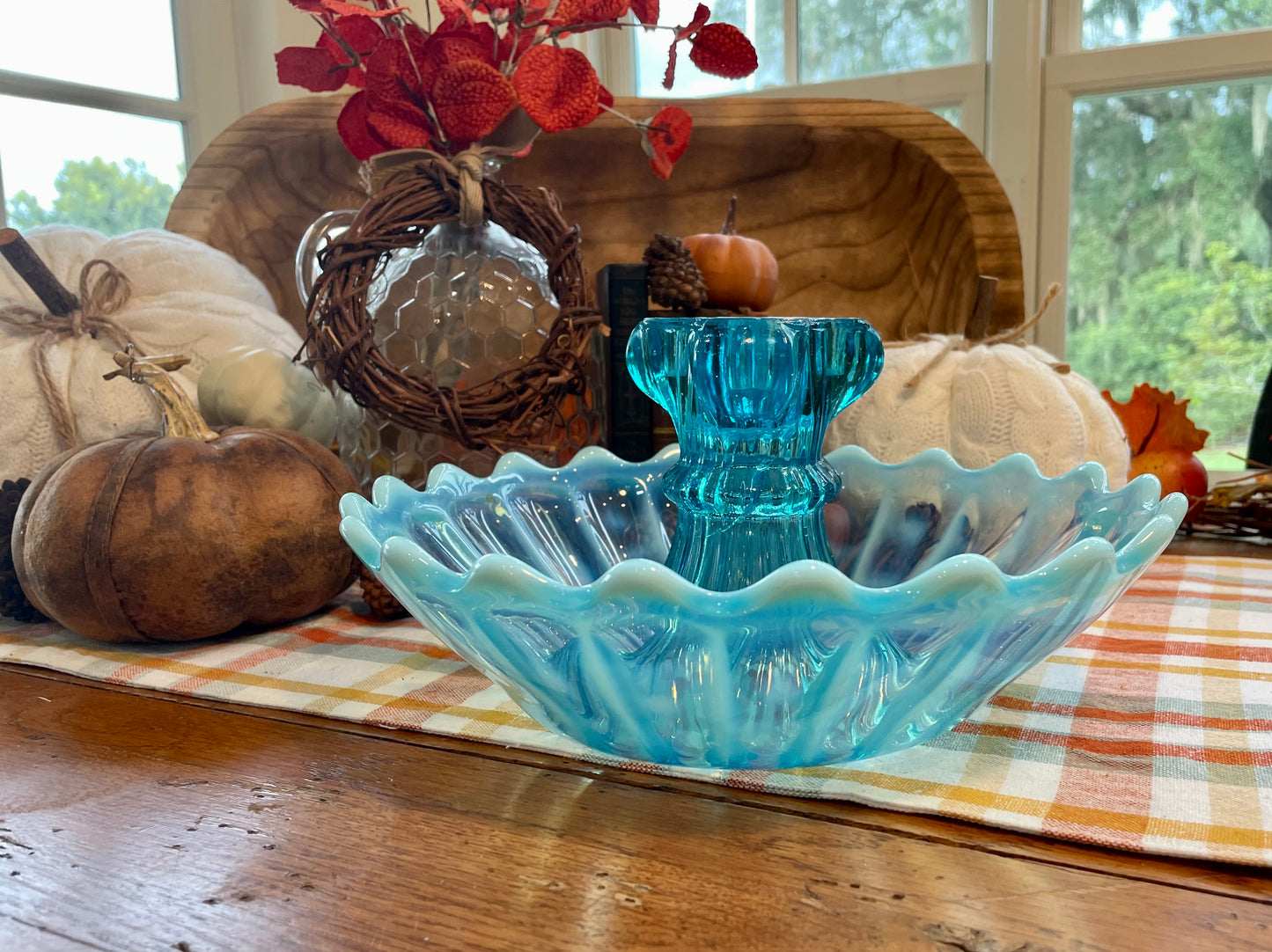 antique hand blown glass pearline george davidson company ceneterpiece candle holder home decor gift thebrokenbirdcompany