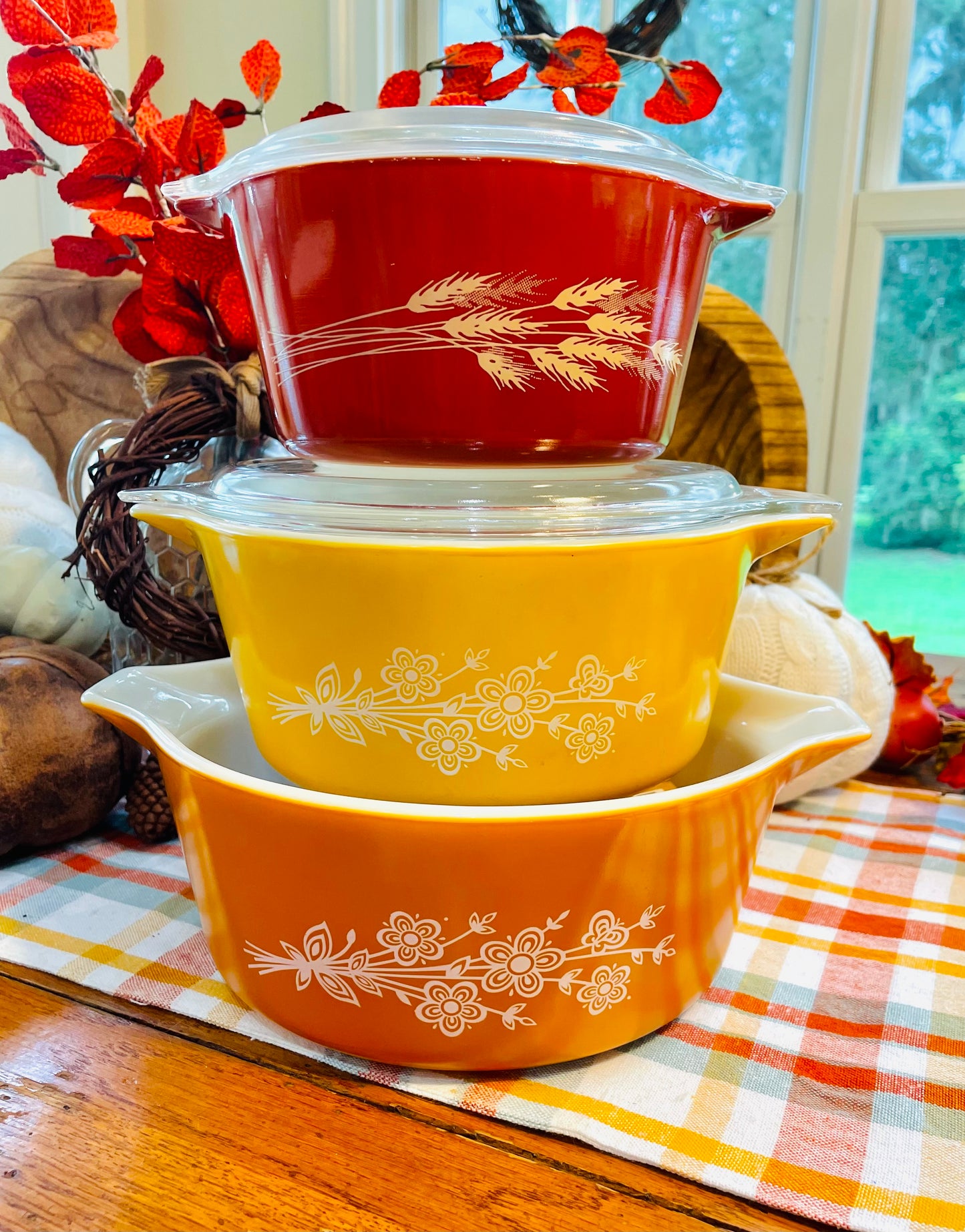 harvest wheat pyrex casserole dish 1 qt casserole dish vintage pyrex red dish thebrokenbirdcompany wheat vintage kitchen baking free shipping birthday gift bakers gift fall casserole dish baking pan