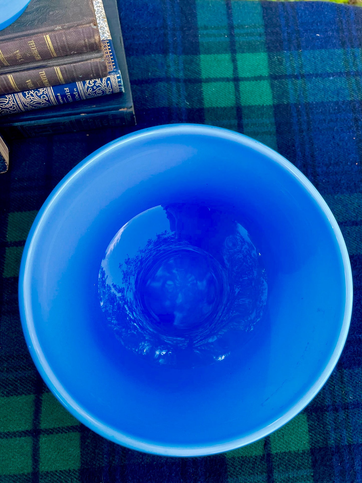 Antique French Blue Opaline Glass Bowl