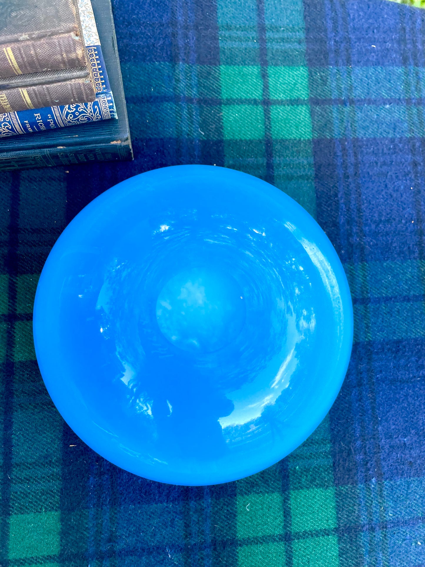 Antique French Blue Opaline Glass Bowl