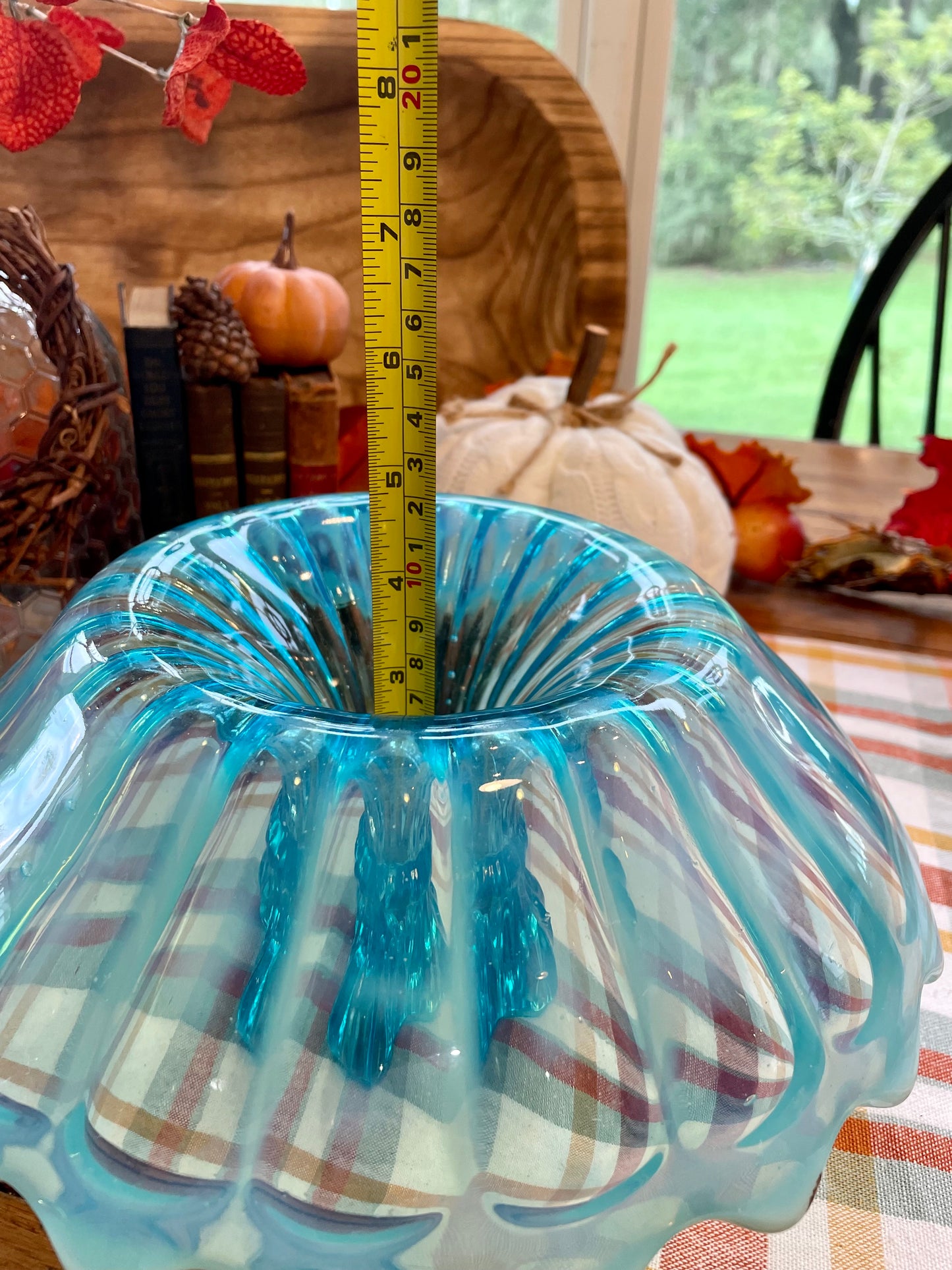 antique blwn glass rare home decor pearline ruffle edge with white candle holder centerpiece christmas decor