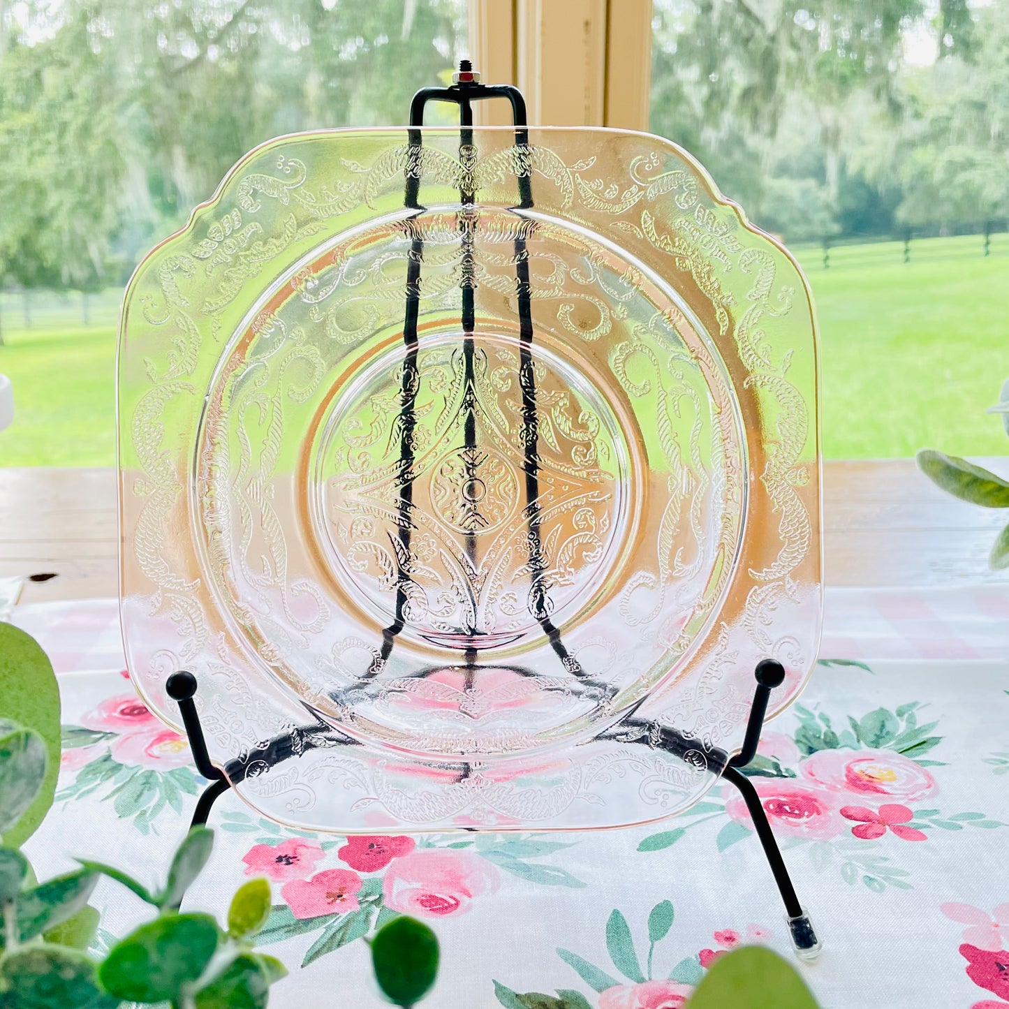 Vintage Pink Depression Glass Dome Covered Butter Dish