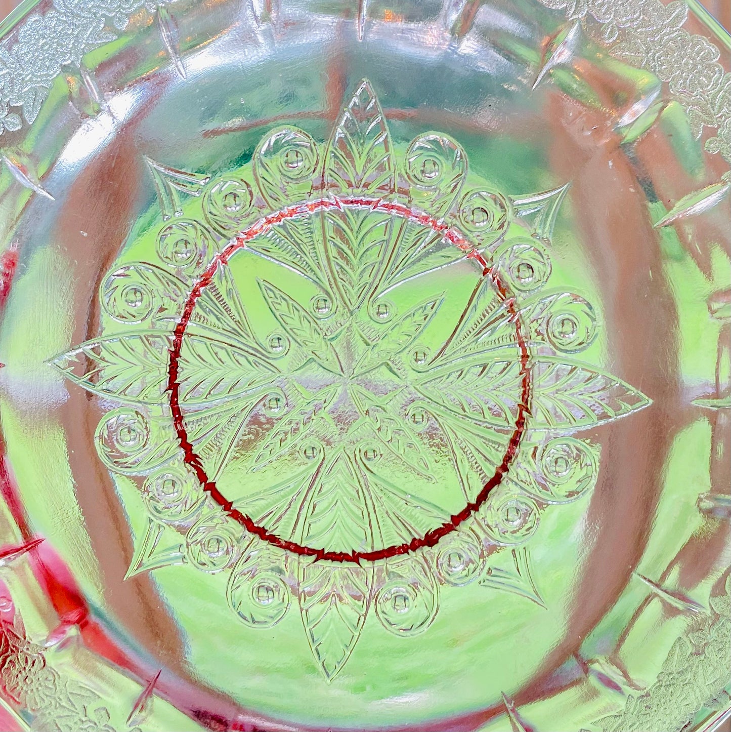 Antique Jeannette Adam Pink Depression Glass Etched 6 Inch Plate