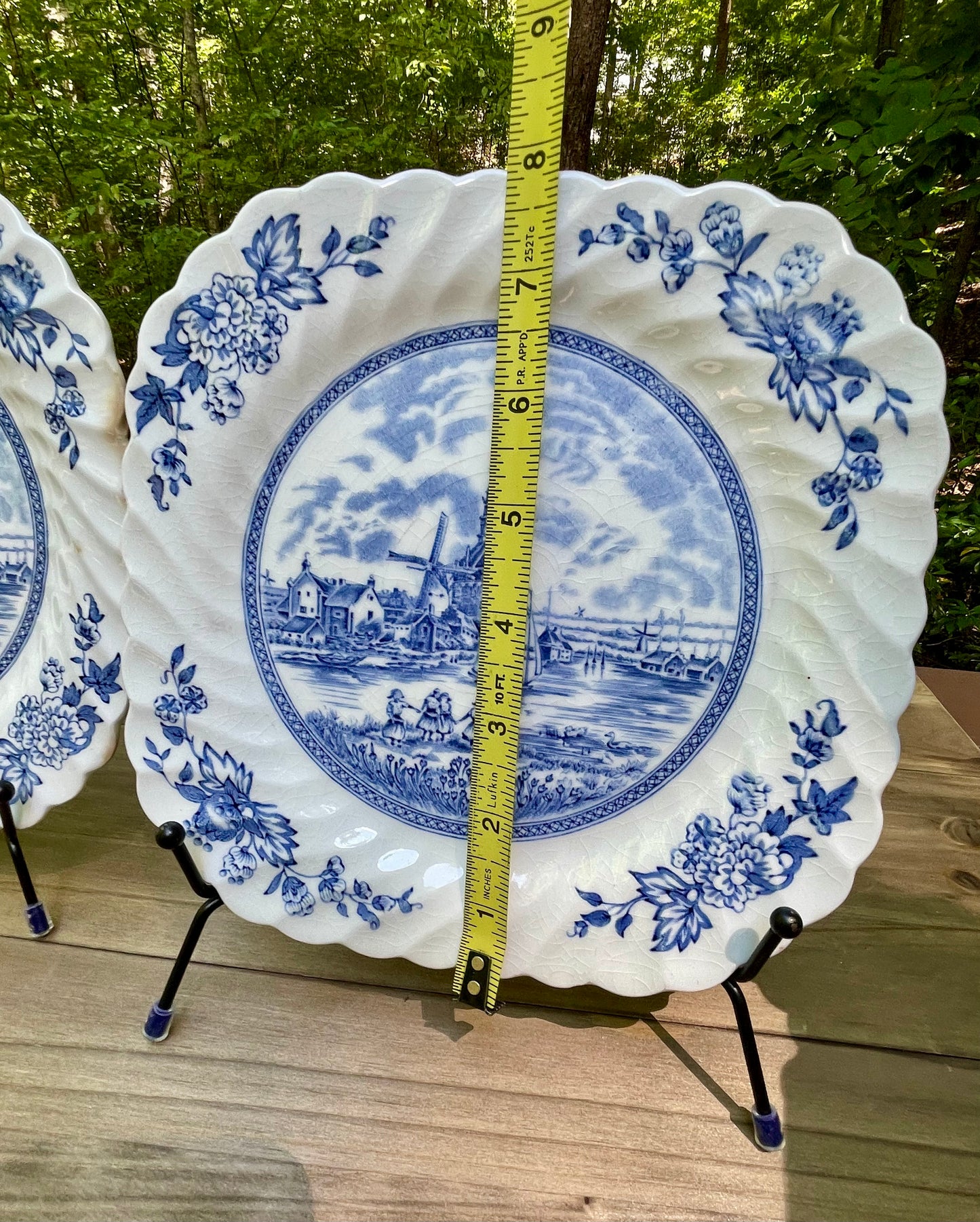 vintage blue and white dutch delftware ironstone square plates tulip time by johnson brothers made in england ruffled edge country farmhouse decor decorative plates free shipping thebrokenbirdcompany gift for her home decor