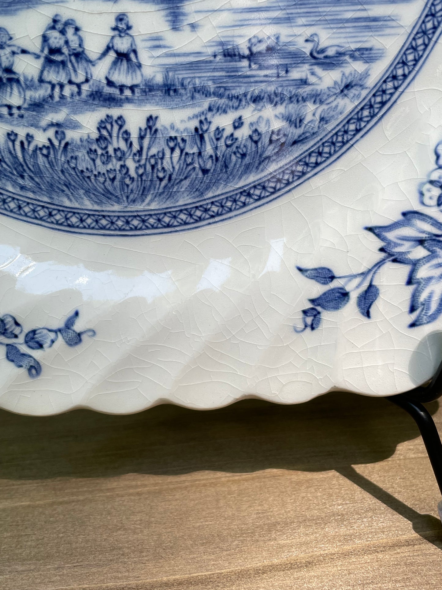 vintage blue and white dutch delftware ironstone square plates tulip time by johnson brothers made in england ruffled edge country farmhouse decor decorative plates free shipping thebrokenbirdcompany gift for her home decor