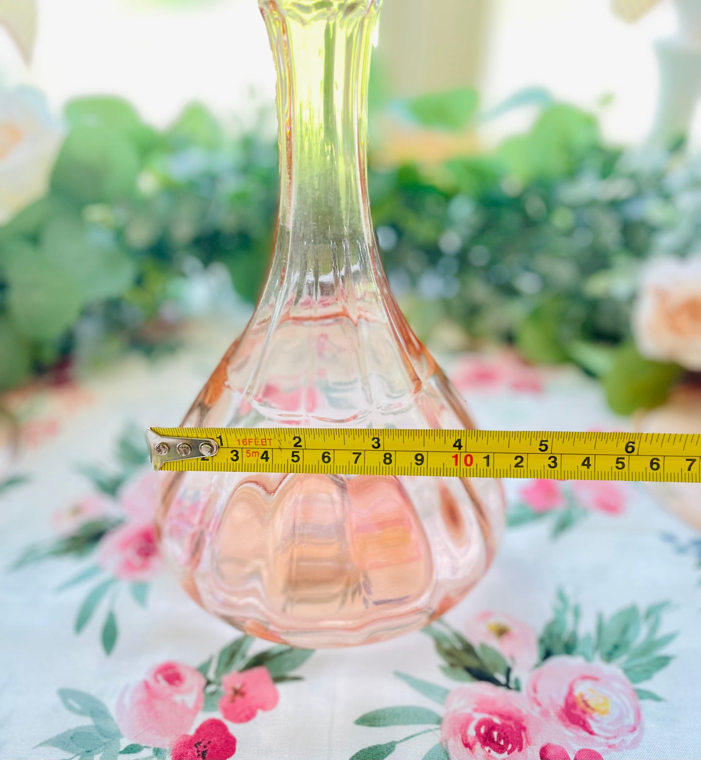 antique pink depression glass pink glass decanter hexagon stopper decanter pink glass decor pink kitchenware pink office decor birthday rare pink decanter Thebrokenbirdcompany pink kitchen antique glass wine decanter pink fancy decanter container