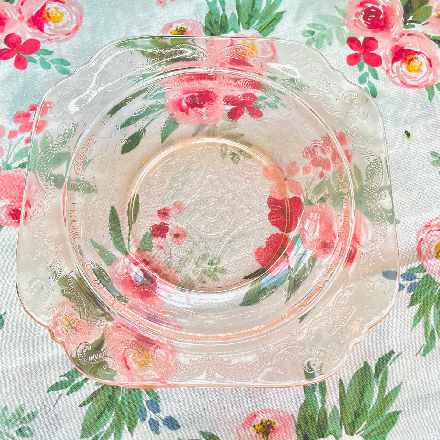 Vintage Pink Depression Glass Dome Covered Butter Dish