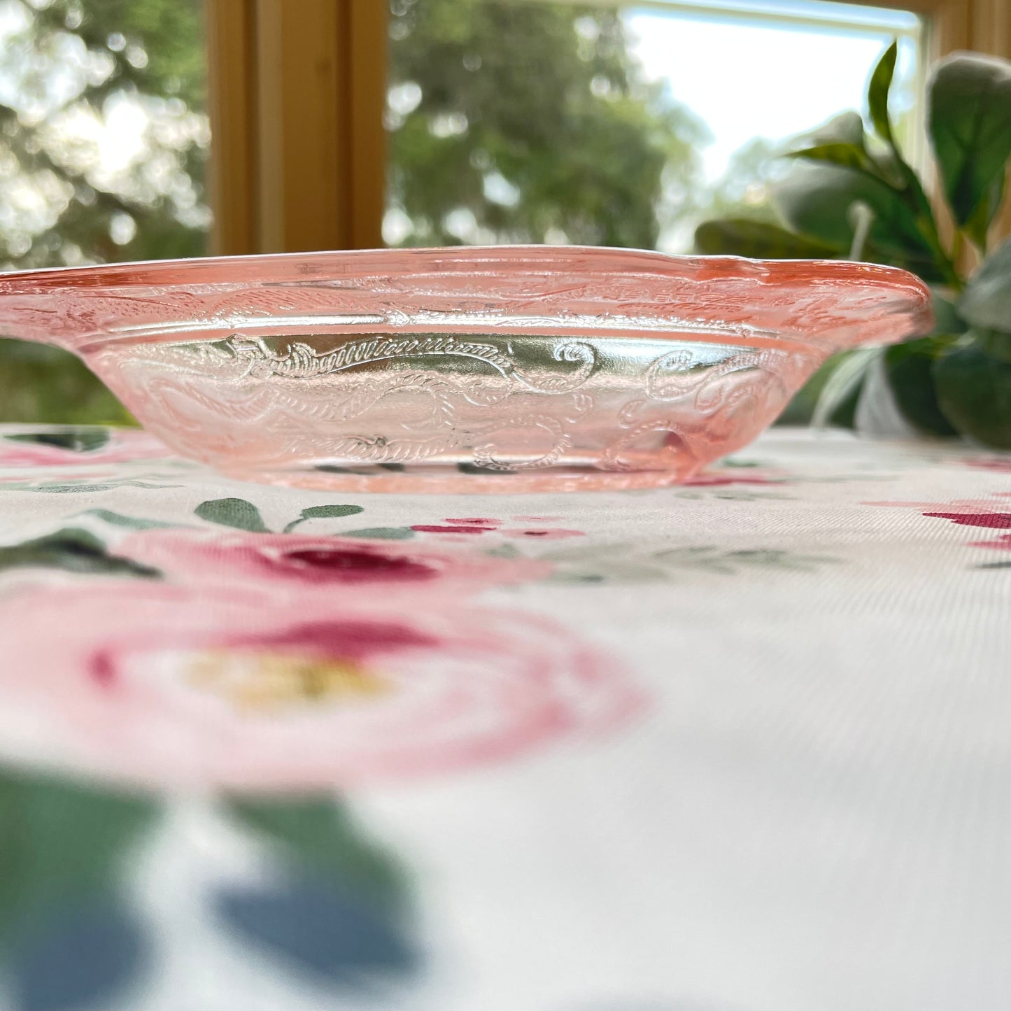 Vintage Pink Depression Glass Dome Covered Butter Dish