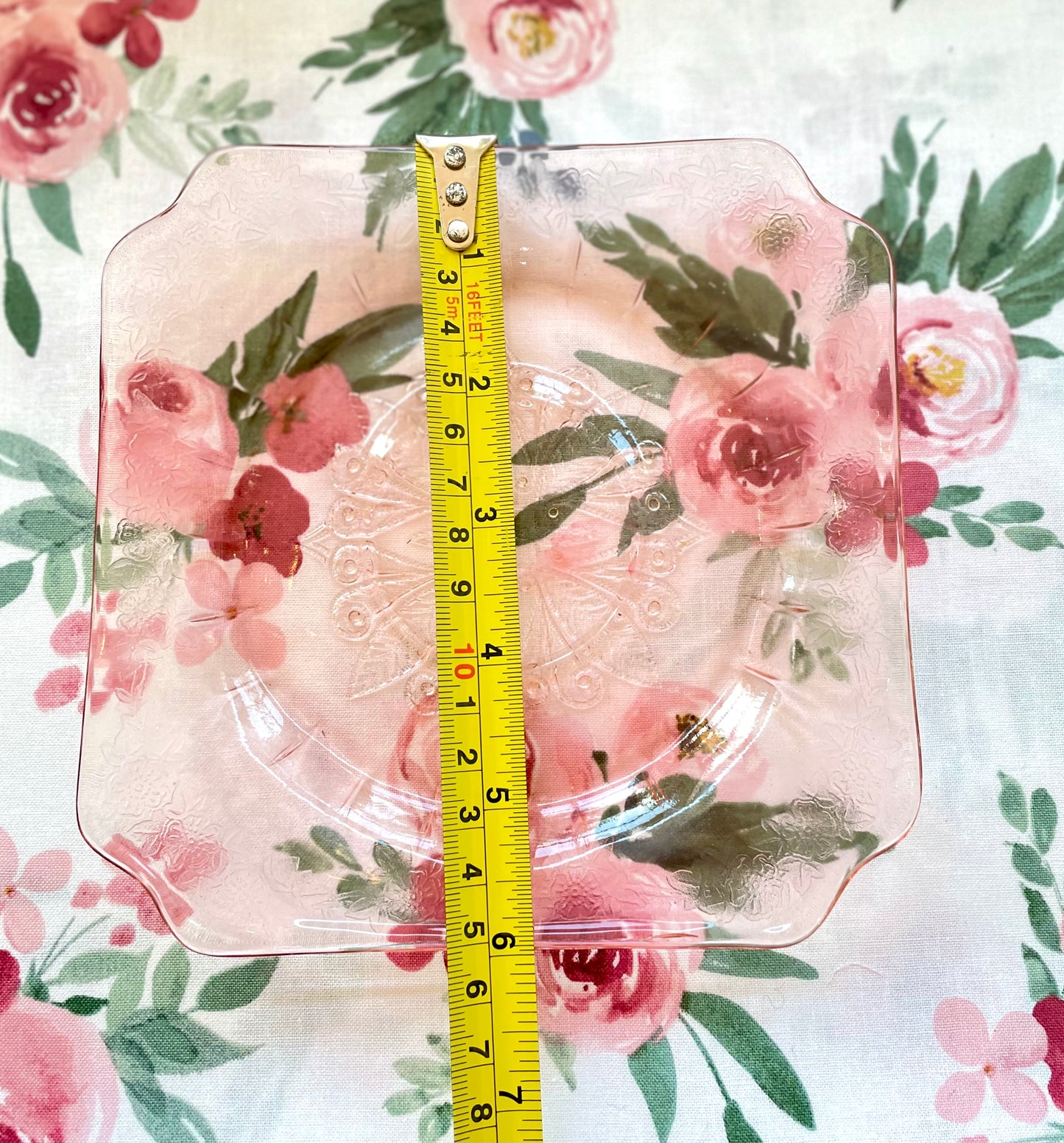 Antique Jeannette Adam Pink Depression Glass Etched 6 Inch Plate