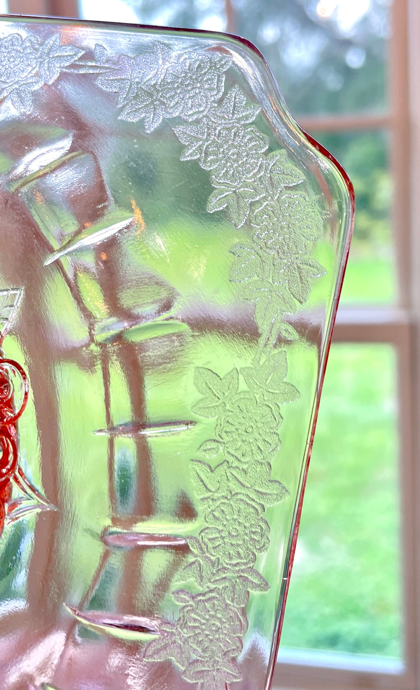 Antique Jeannette Adam Pink Depression Glass Etched 6 Inch Plate