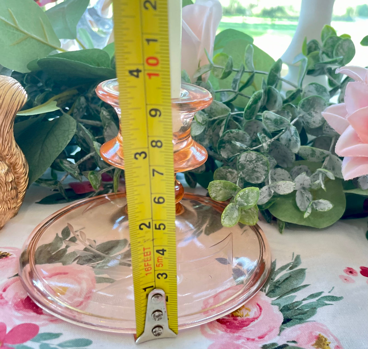 pink depression glass candle stick holders antique pink glass pink home decor the broken bird company candle holder pink glass candlestick holder candle light dinner decor