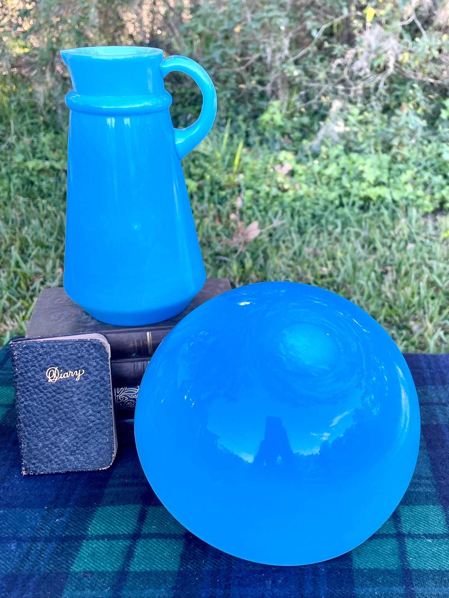 Antique French Blue Opaline Glass Bowl