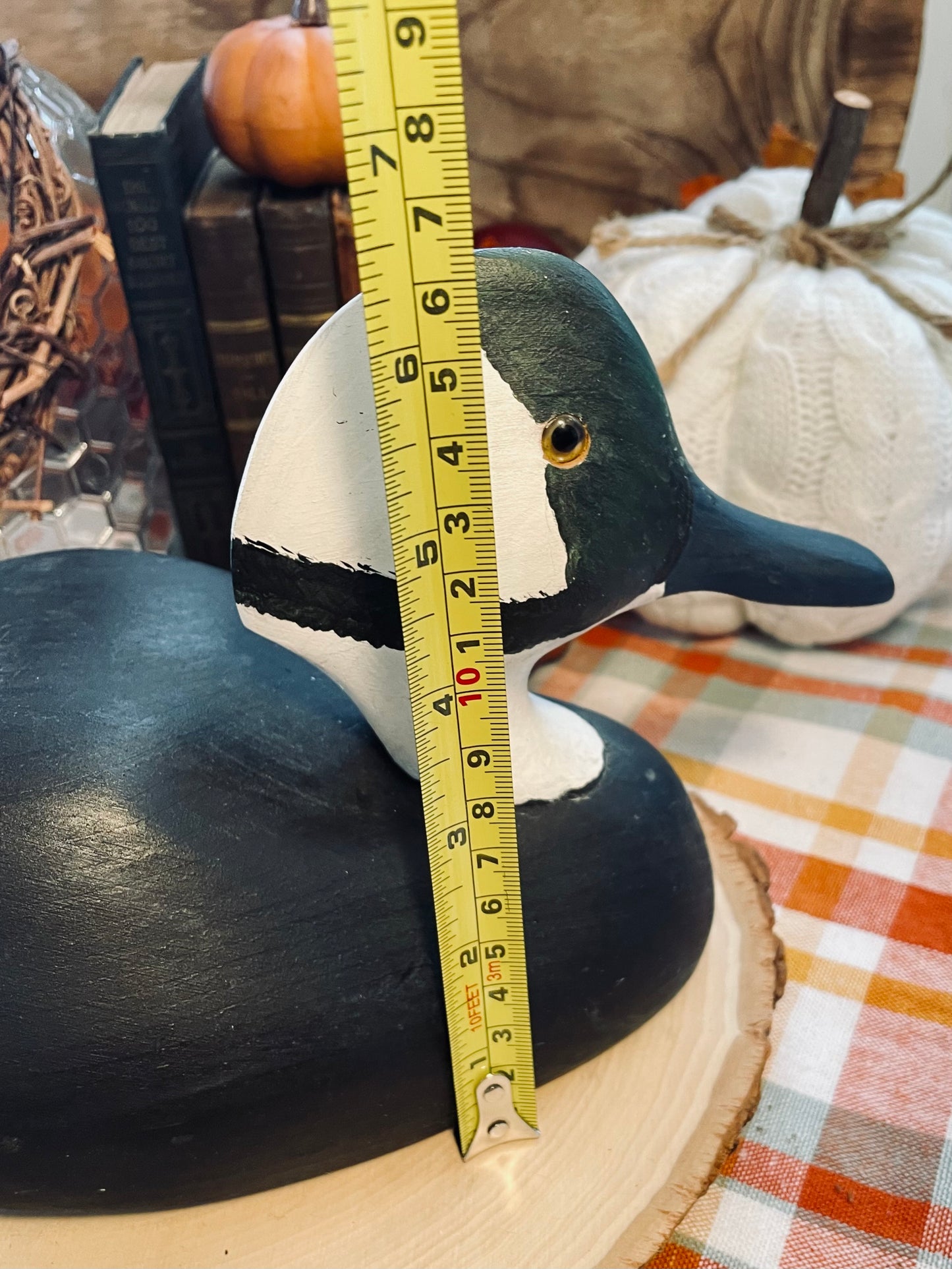 Vintage Common Goldeneye Duck Decoy Country Themed Home Decor Black and White Duck Hand Carved Duck Decor Christmas gift rare office decor lakehouse decor decoy gift Thebrokenbirdcompany free shipping farmhouse decoy duck statue