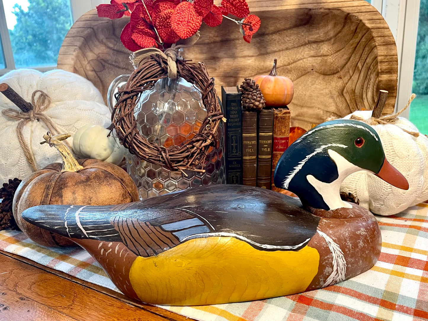 Vintage Wood Carved Duck Decoy Country Home Decor Black Decoy lake house decor gift for him country decor farmhouse duck wood carved duck gift for hunter man cave decor Thebrokenbirdcompany free shipping Christmas gift birthday gift