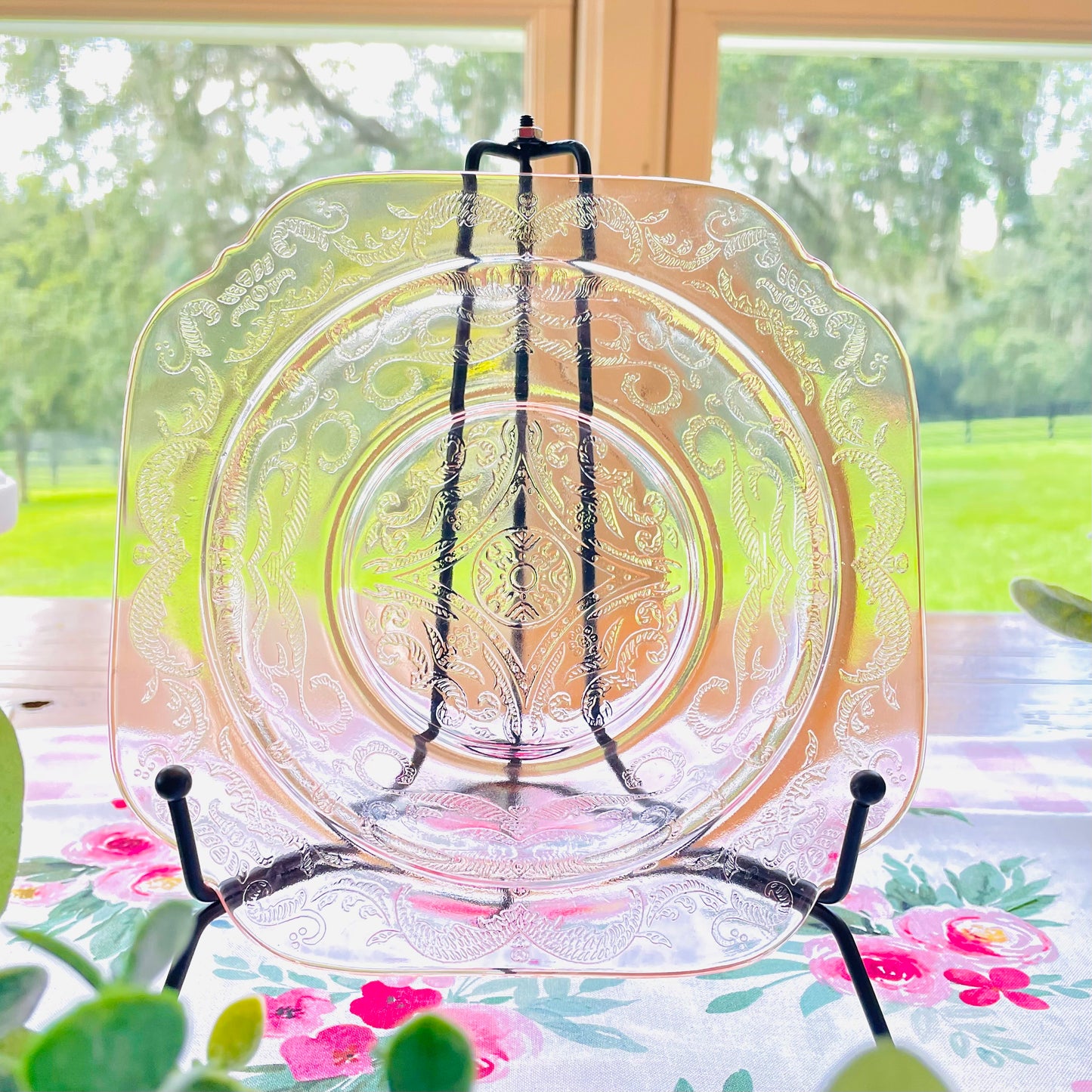 Vintage Pink Depression Glass Dome Covered Butter Dish