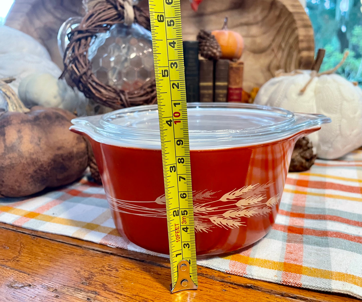 harvest wheat pyrex casserole dish 1 qt casserole dish vintage pyrex red dish thebrokenbirdcompany wheat vintage kitchen baking free shipping birthday gift bakers gift fall casserole dish baking pan