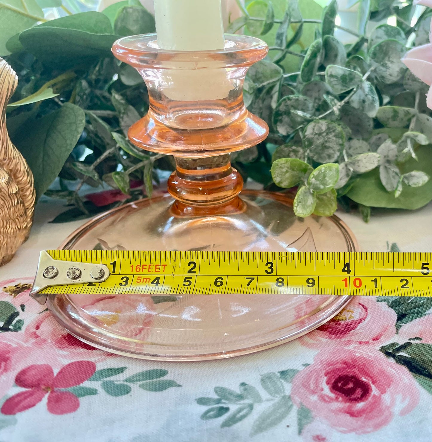 pink depression glass candle stick holders antique pink glass pink home decor the broken bird company candle holder pink glass candlestick holder candle light dinner decor