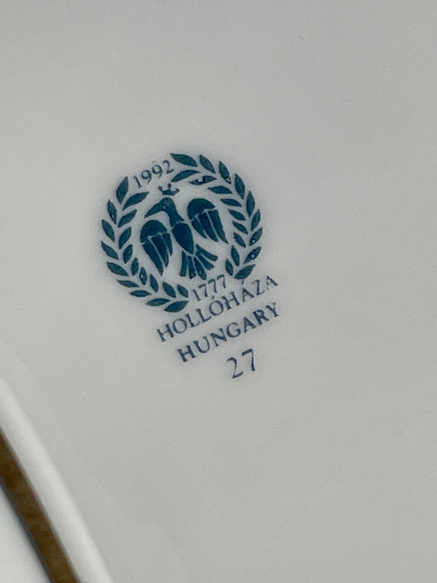 Vintage Hollohaza Hungary Green and Gold Rose Dish