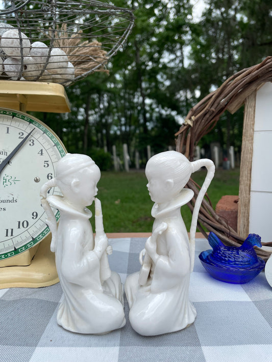 Vintage Lenwile Ardalt Verithin White Porcelain Musician Figurines