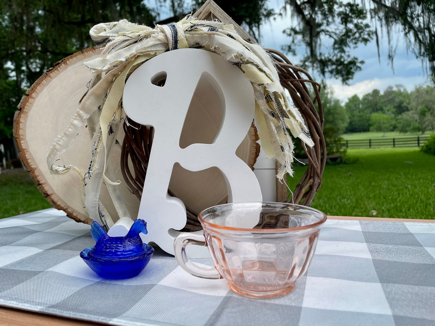 Antique Pink Depression Glass Square Optic Tea Cup and Saucer Set