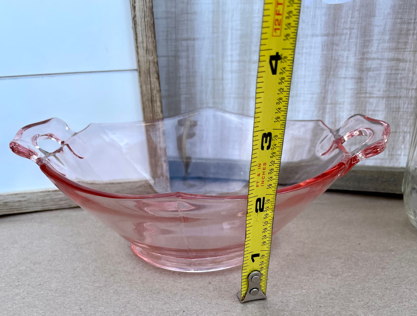 pink depression glass cereal bowl 1930s imperial glass company pink bowl handles ornate Thebrokenbirdcompany ice cream bowl kitchen dishes antique glass antique dishes Pink fancy bowl new house gift birthday gift free gift wrapping pink glass cute