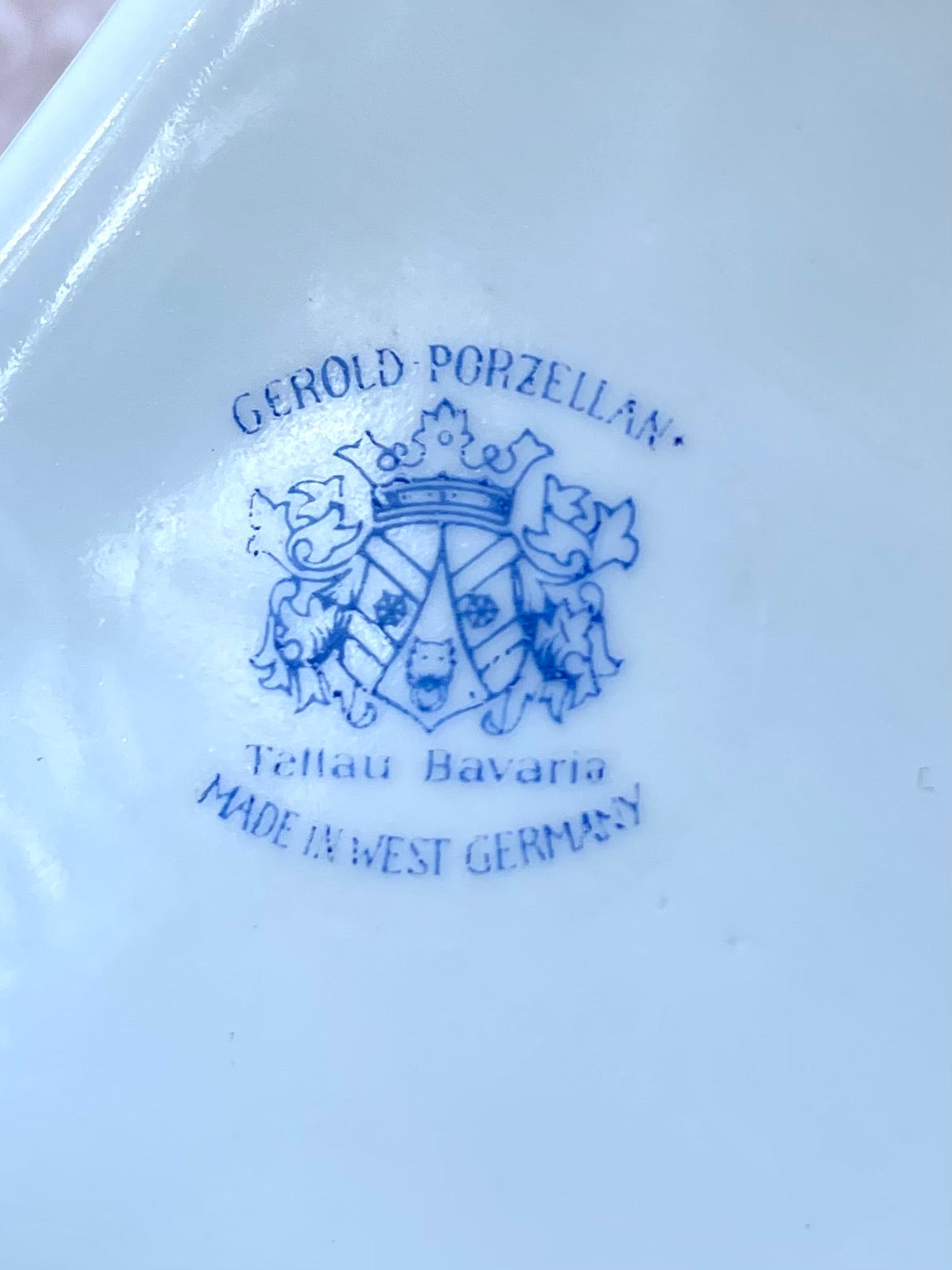 Antique Gerold Porzellan Bavarian White Glazed Porcelain Double Candlestick Holder Set with Tiny Blue Flowers