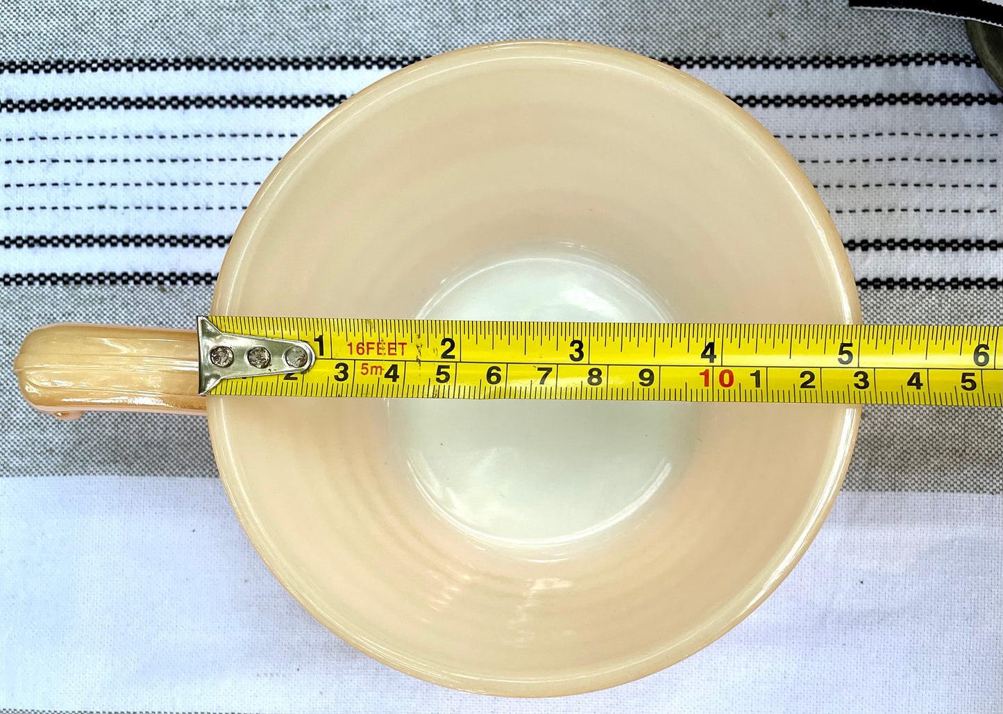 Vintage Peach Lusterware Fire King 23 Opalescent Glass Bowls with Handles