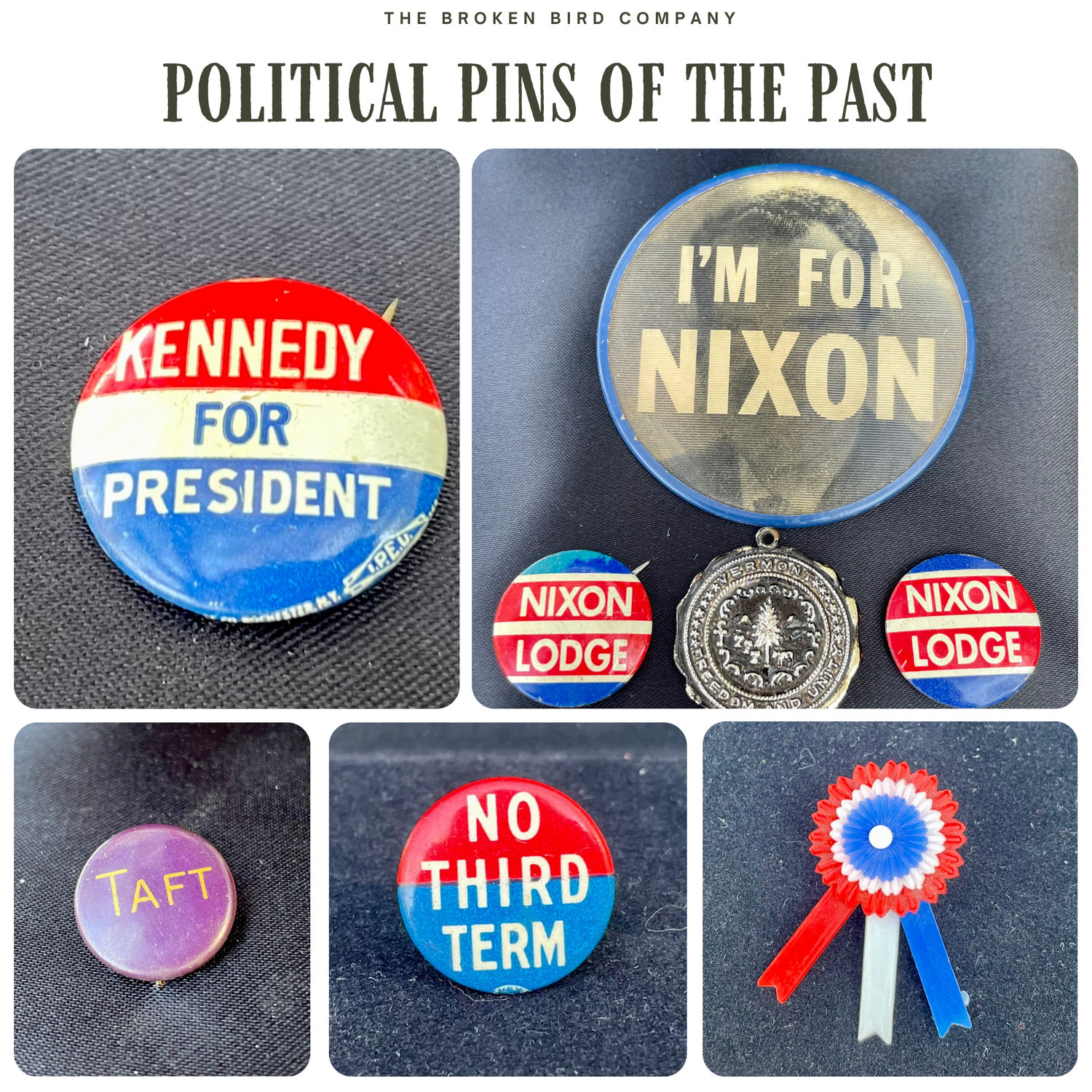 Vintage and Antique United States Presidential Campaign buttons and patriotic pins