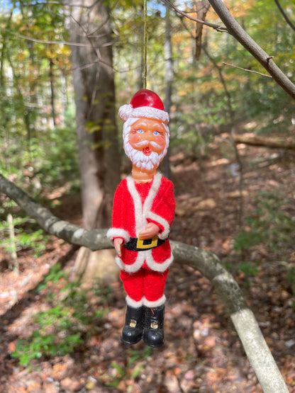 santa ornament christmas 1950s red felt santa plastic made in japan christmas decor vintage christmas decorations gift thebrokenbirdcompany free shipping 