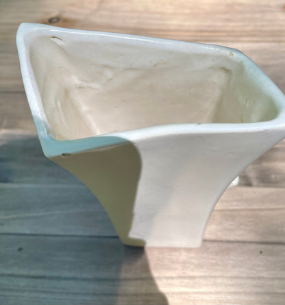 mccoy pottery, vintage mccoy, mccoy vase, nelson mccoy, mid century pottery, matte cream vase, cream pottery vase, leaf base vase, art pottery vase, 1940s pottery, 1950s decor, vintage ceramic vase, mccoy usa, mid century modern, organic vase, floral vase, collectible pottery, american pottery, ohio pottery, rustic vase, textured vase, farmhouse decor, boho vase, vintage home decor free shipping Thebrokenbirdcompany gift for her