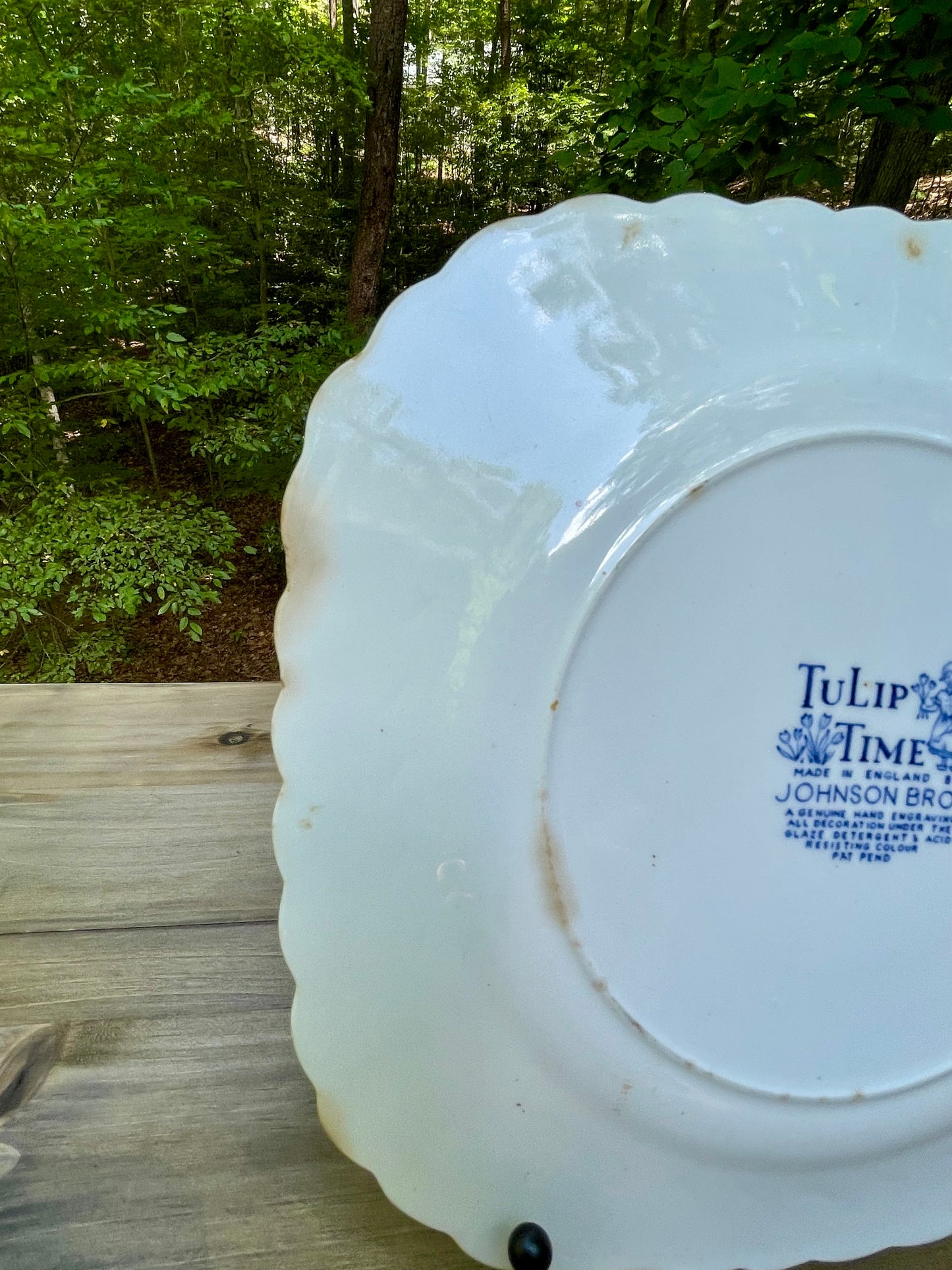 vintage blue and white dutch delftware ironstone square plates tulip time by johnson brothers made in england ruffled edge country farmhouse decor decorative plates free shipping thebrokenbirdcompany gift for her home decor