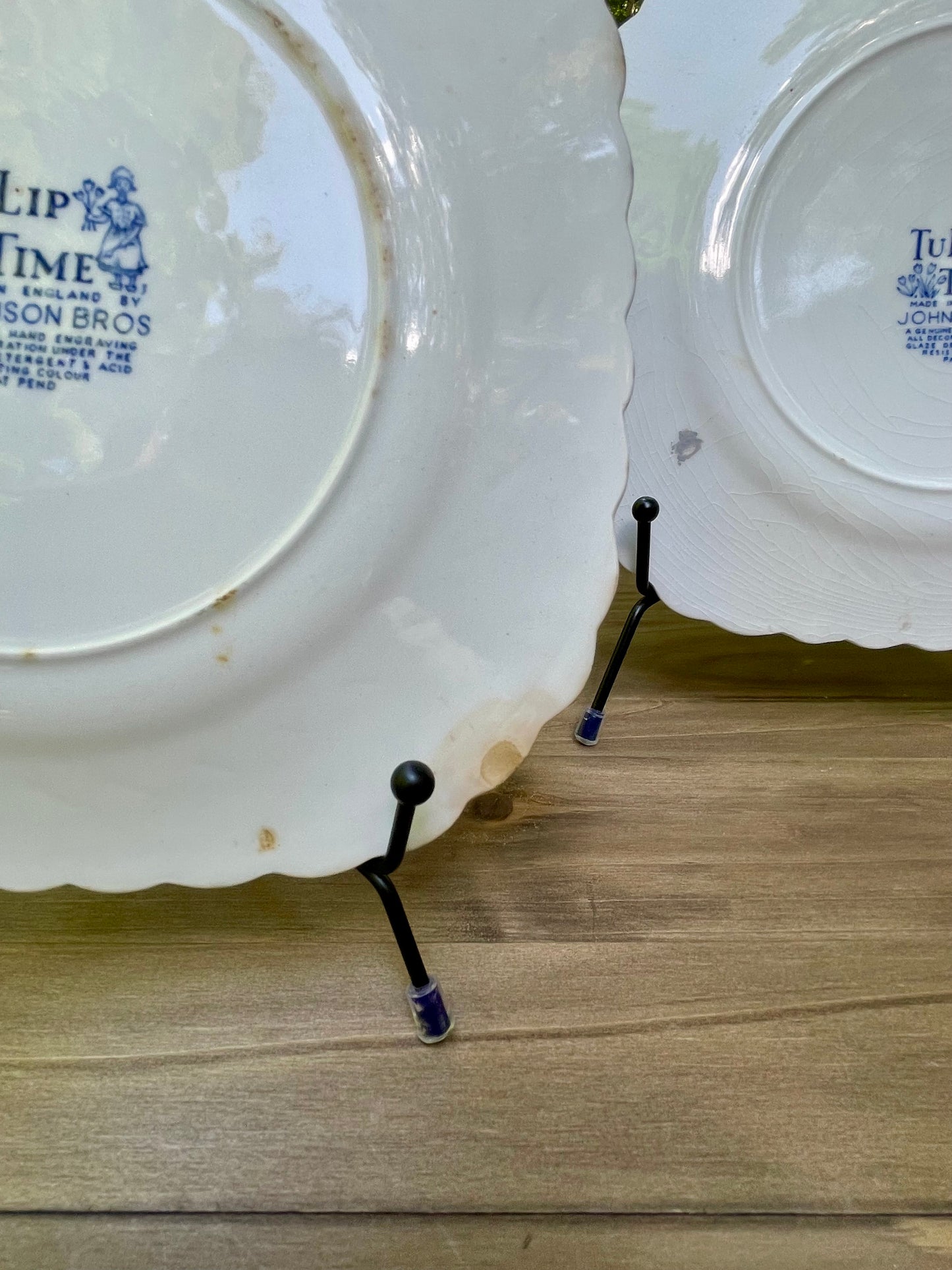 vintage blue and white dutch delftware ironstone square plates tulip time by johnson brothers made in england ruffled edge country farmhouse decor decorative plates free shipping thebrokenbirdcompany gift for her home decor