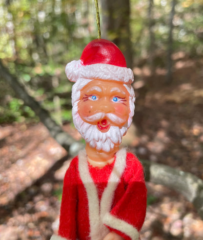 santa ornament christmas 1950s red felt santa plastic made in japan christmas decor vintage christmas decorations gift thebrokenbirdcompany free shipping 