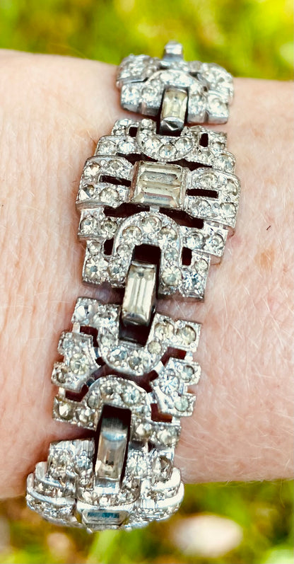 geometric silver links set with elongated baguette-cut clear rhinestones antique Rhinestone art deco bracelet geometric shapes 
hector aguilar jewelry
- taller borda taxco
- eagle 31 hallmark
- hector aguilar bracelet
- taxco sterling silver
- hector aguilar vintage
- mexican sterling bracelet
- eagle mark taxco
- hector aguilar art deco
- taxco eagle 31
- vintage hector aguilar
- aguilar taxco silver
- taller borda sterling
- mexican silver eagle 31
- aguilar rhinestone jewelry