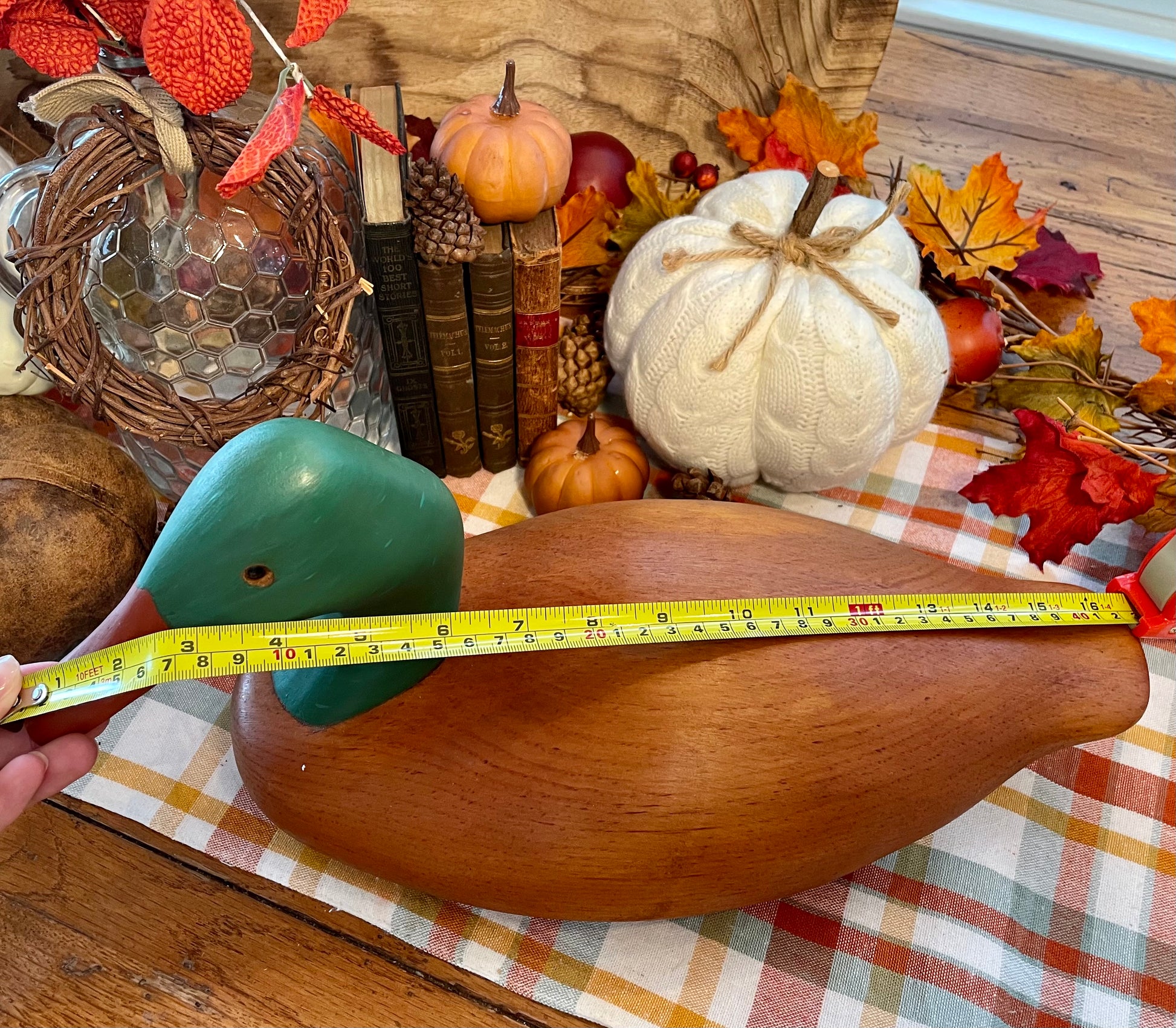 Vintage Oak Carved Duck Decoy Green Head Large Decoy Office Decor Country Themed Home Decor wood duck decoy office decor Christmas gift decoy hunter gift man cave decor lake house farmhouse country decor birthday gift gift for him gift for redneck Thebrokenbirdcompany free shipping duck wood duck statue