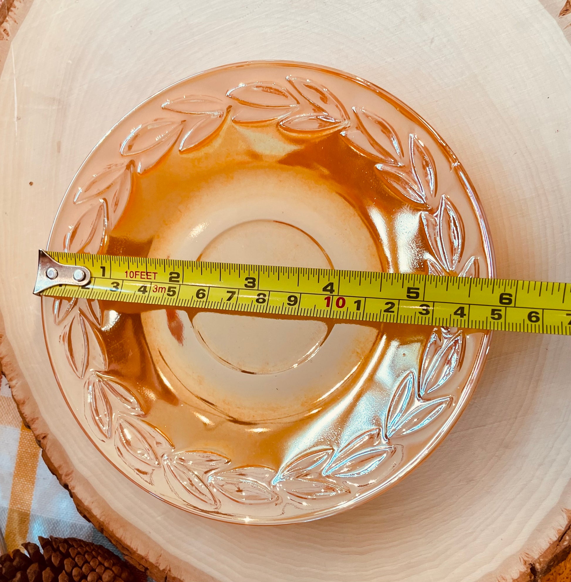 Vintage 1950s Fire King Laurel Leaf Peach Lusterware Tea Gift Set for 2 tea set vintage gift kitchenware iridescent marigold orange glass rare tea set  Thebrokenbirdcompany free shipping Christmas gift for her free gift wrapping vintage kitchenware iridescent glass anchor hocking glass company