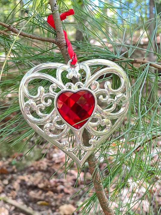 vintage Lenox Bejeweled christmas ornaments silverplate heart snowflake christmas tree spire cross jems in center vintage christmas decorations tree decor holiday gifts thebrokenbirdcompany gift free shipping lenox christmas set of 5 in original boxes jeweled christmas ornaments rare disconntinued lenox gifts