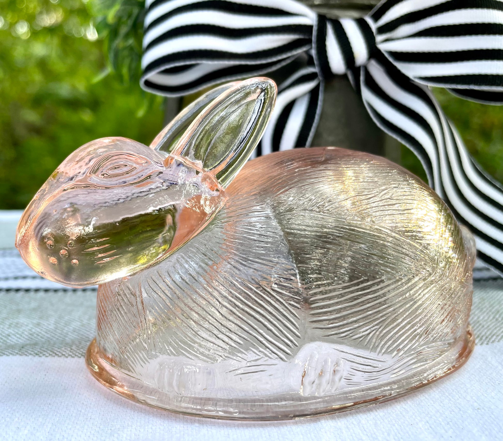 Pink glass bunny baby nursery decor vintage pink glass Easter bunny decor unique gift Thebrokenbirdcompany nursery rare gift vintage pink glass pink Easter decor birthday gift
