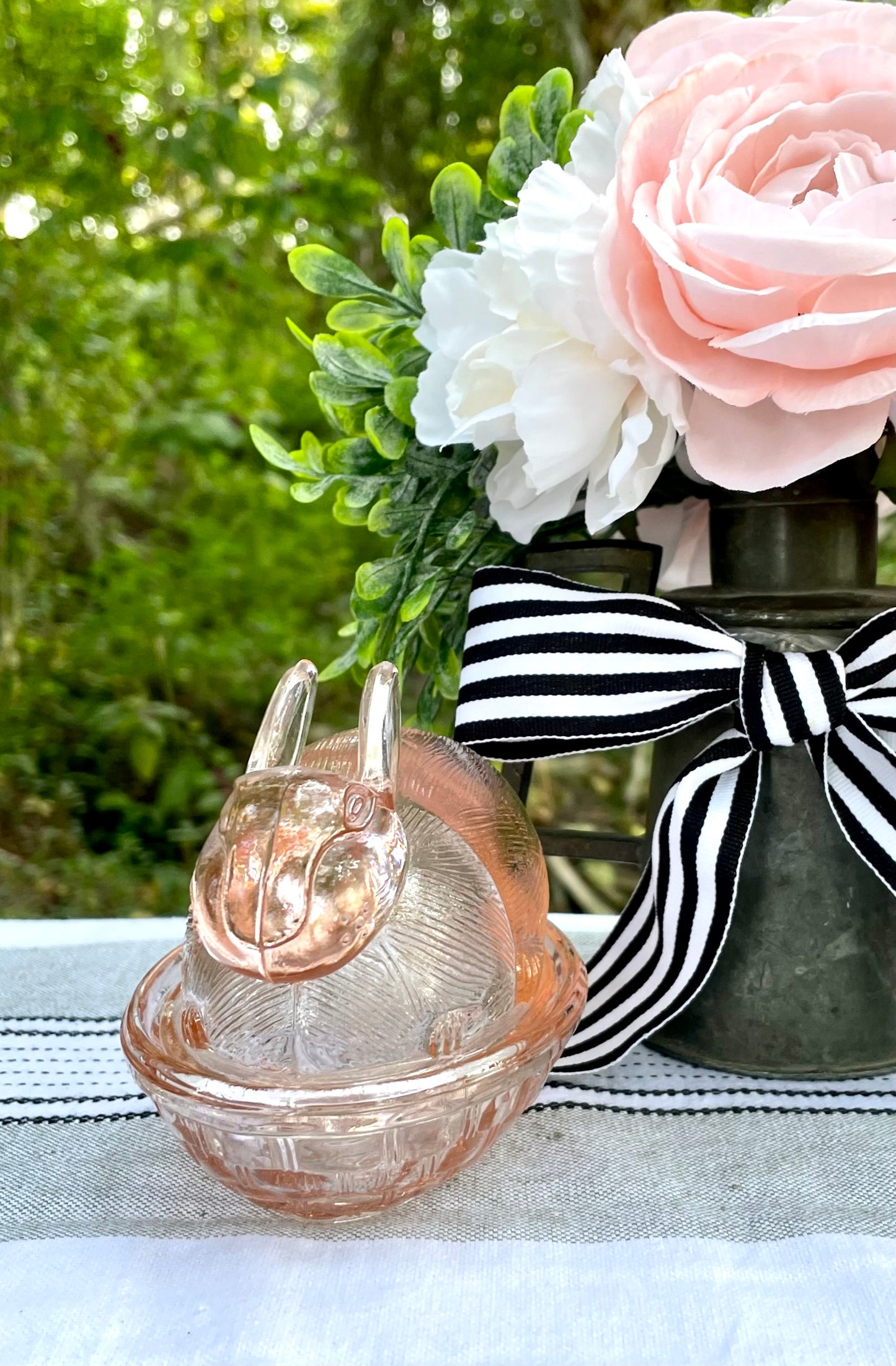 Pink glass bunny baby nursery decor vintage pink glass Easter bunny decor unique gift Thebrokenbirdcompany nursery rare gift vintage pink glass pink Easter decor birthday gift