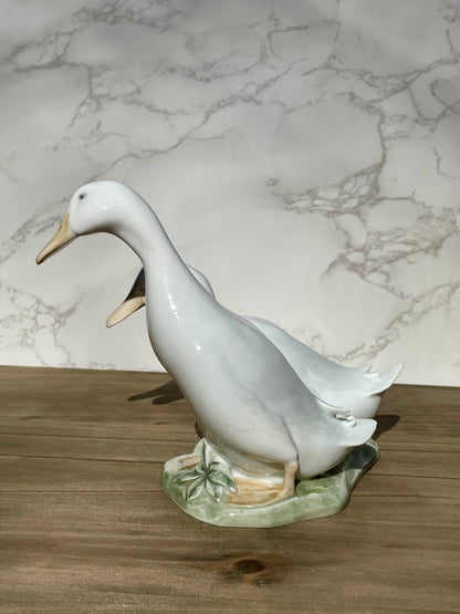 Royal copenhagen 1961 drake and duck figurine 2128 SF designed by olaf mathiesen in 1920s duck lovers gift duck statue thebrokenbirdcompany free shipping house warming gift rare RC statue Ducks walking 5.25 inch height discontinued royal copenhagen figurines white ducks green grass base