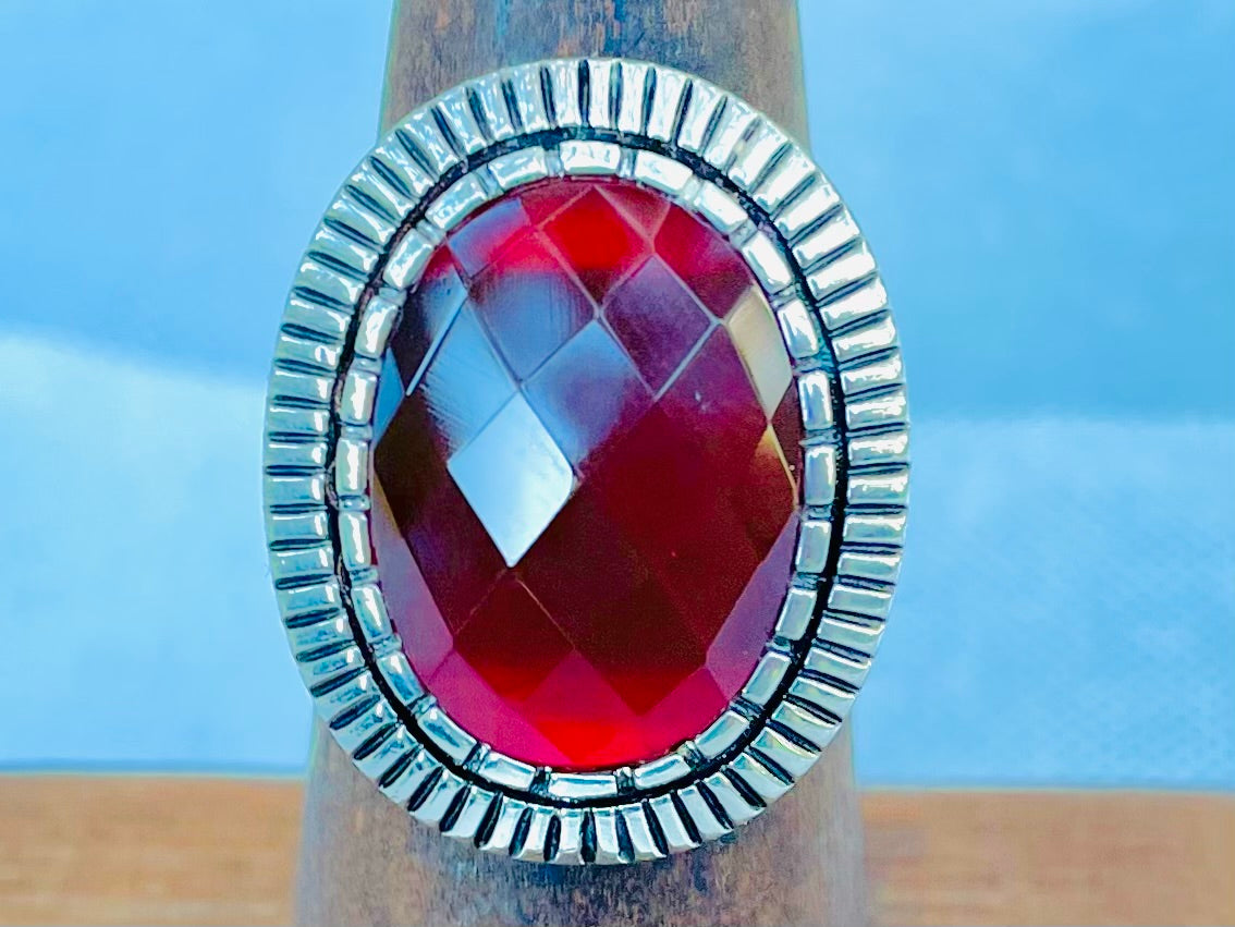 Vintage red stone ring sterling silver agate silver ring minimalist style ring halo ring vintage jewelry size 7 Thebrokenbirdcompany free shipping gift box gift for her