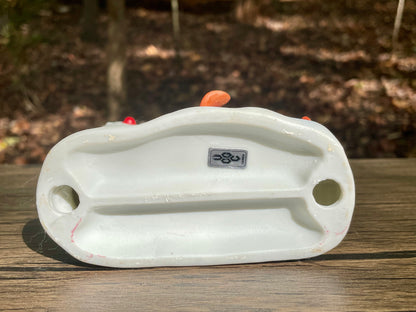 vintage UCGCO ceramic Christmas Figurine little boy in beanie snowman winking christmas tree hand painted 4 inch christmas decor ornament home decor vintage christmas gift Thebrokenbirdcompany free shipping 