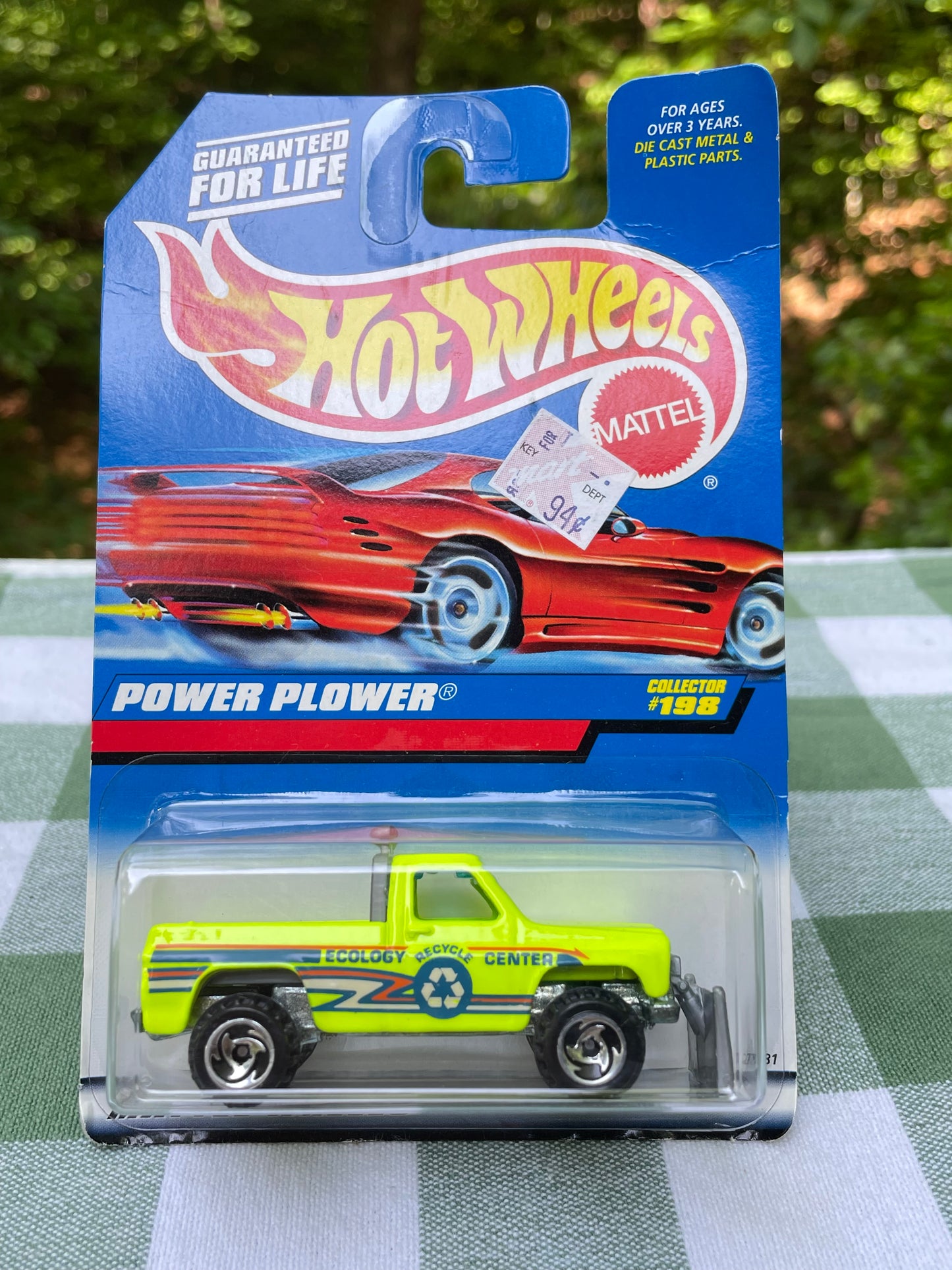 Vintage 1990s Hot Wheels Power Plower 2781 Ecology Recycle Center Lime Green Chevy Truck Collector #198 Vintage Gift Collector Toy