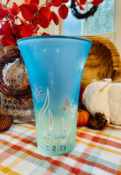 lenox vase, vintage lenox, spring’s delight vase, ombre vase, crystal vase
blue  green ombre vase, frosted crystal vase, etched butterfly vase, floral etched vase, meadow flowers vase, teal gradient vase vintage lenox butterfly flowers vase,  lenox crystal vase, lenox spring delight, blue teal frosted vase Thebrokenbirdcompany free shipping