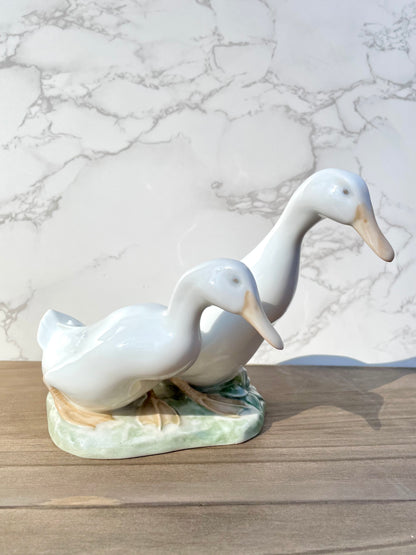 Royal copenhagen 1961 drake and duck figurine 2128 SF designed by olaf mathiesen in 1920s duck lovers gift duck statue thebrokenbirdcompany free shipping house warming gift rare RC statue Ducks walking 5.25 inch height discontinued royal copenhagen figurines white ducks green grass base