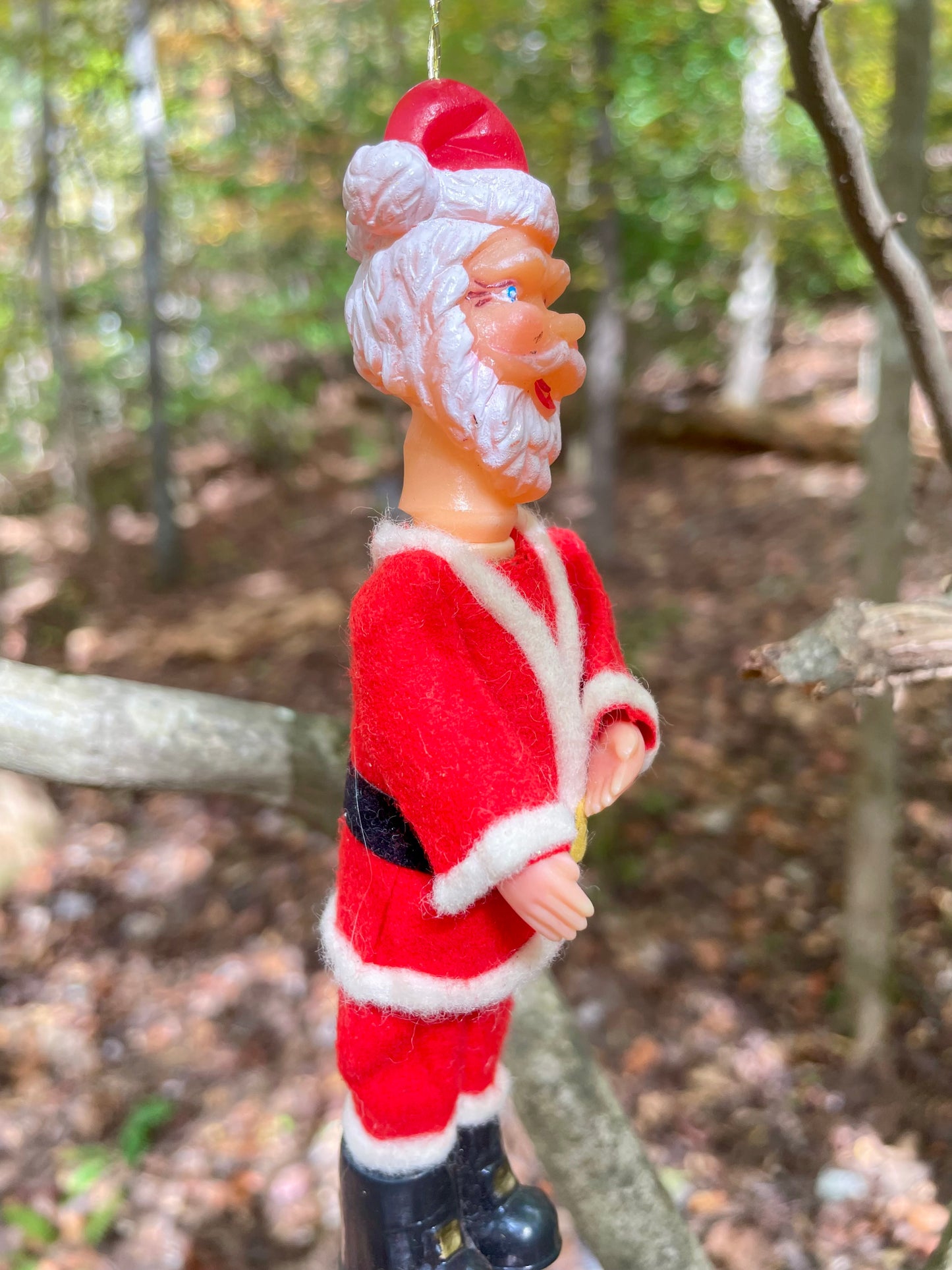 santa ornament christmas 1950s red felt santa plastic made in japan christmas decor vintage christmas decorations gift thebrokenbirdcompany free shipping 