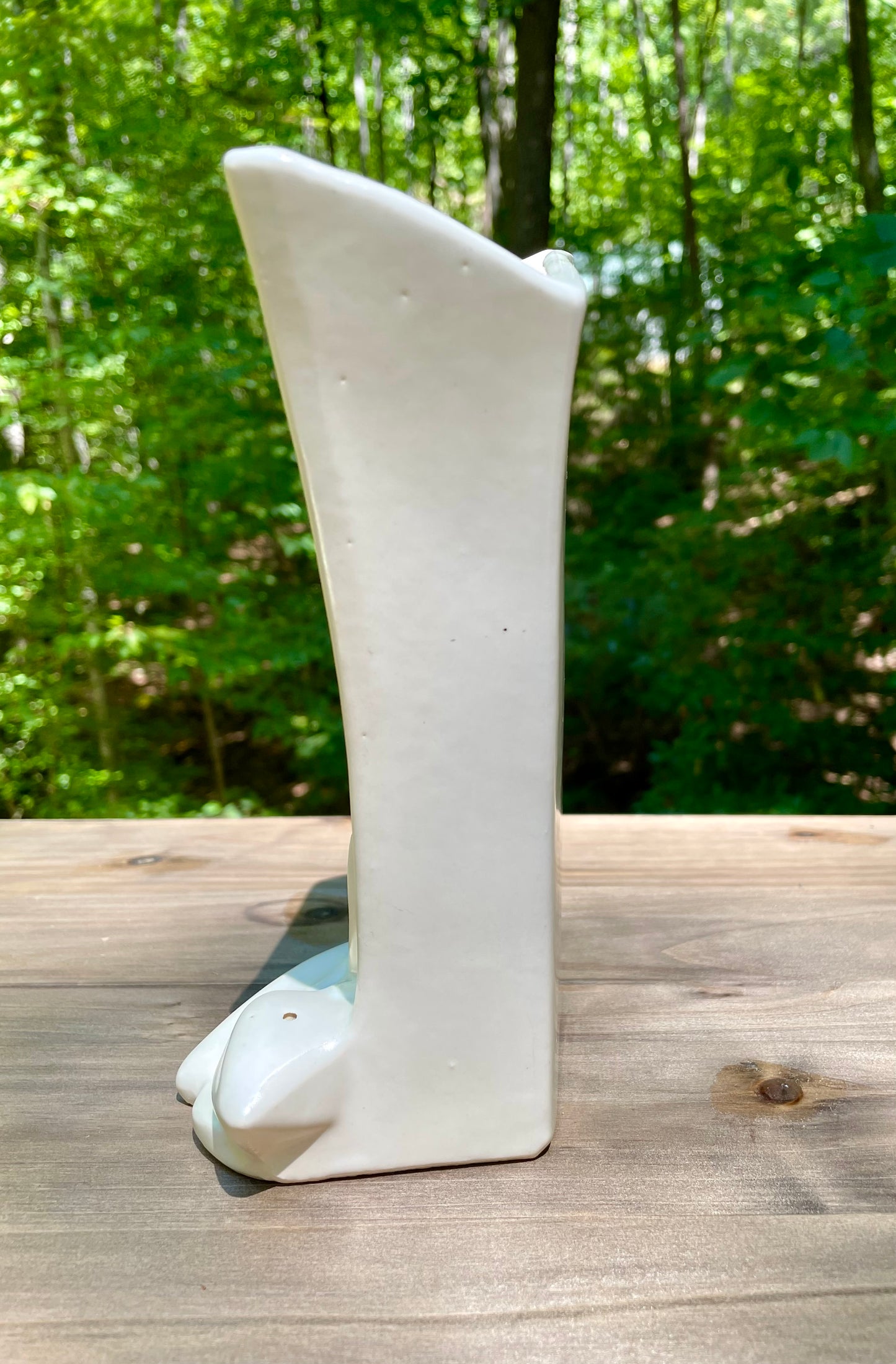 mccoy pottery, vintage mccoy, mccoy vase, nelson mccoy, mid century pottery, matte cream vase, cream pottery vase, leaf base vase, art pottery vase, 1940s pottery, 1950s decor, vintage ceramic vase, mccoy usa, mid century modern, organic vase, floral vase, collectible pottery, american pottery, ohio pottery, rustic vase, textured vase, farmhouse decor, boho vase, vintage home decor free shipping Thebrokenbirdcompany gift for her