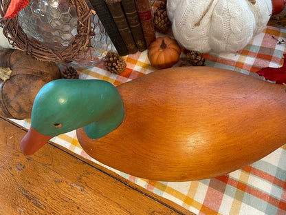 Vintage Oak Carved Duck Decoy Green Head Large Decoy Office Decor Country Themed Home Decor wood duck decoy office decor Christmas gift decoy hunter gift man cave decor lake house farmhouse country decor birthday gift gift for him gift for redneck Thebrokenbirdcompany free shipping duck wood duck statue